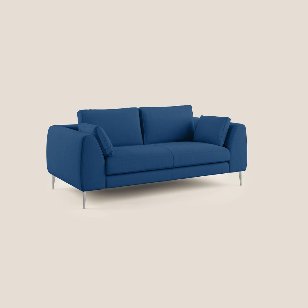 Plano divano moderno in microfibra tecnica smacchiabile T11 blu 196 cm