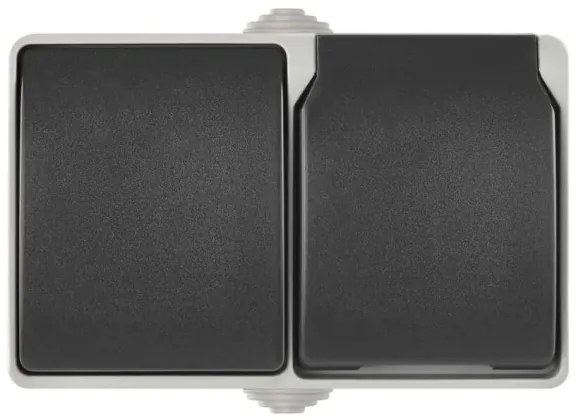 Interruttore domestico AC n. 6 con presa 250V/16A IP44 grigio