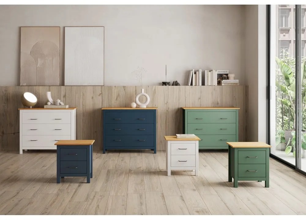 Comodino in legno di pino blu scuro Miranda - Marckeric