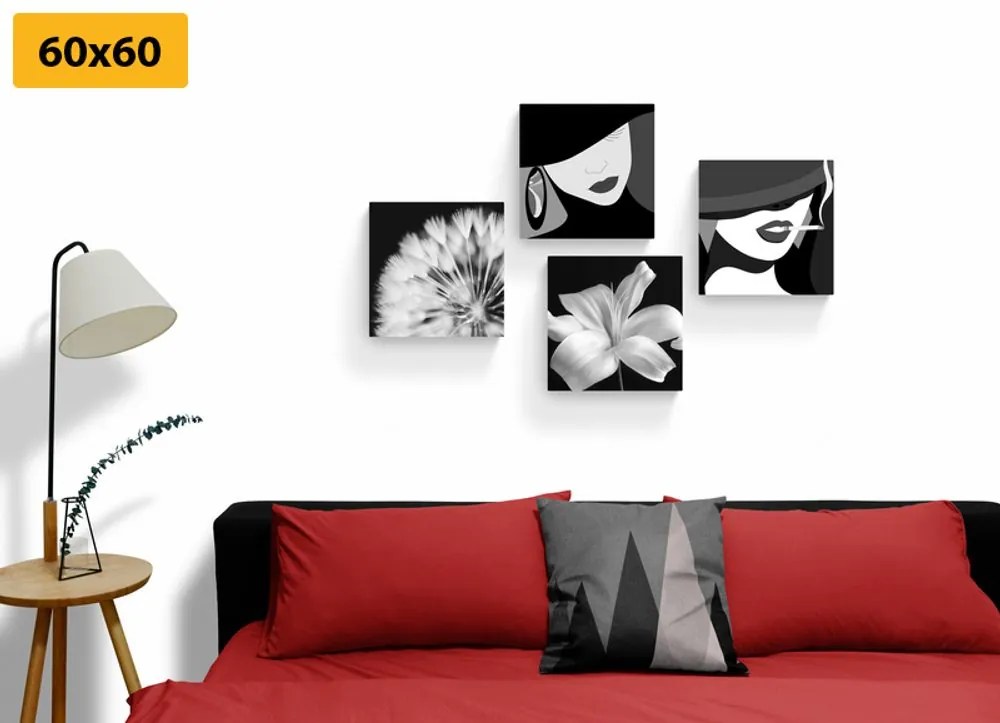 Set di quadri – Signore in bianco e nero