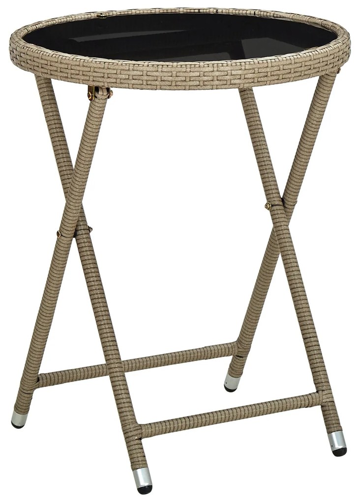 Set da giardino 3 pezzi con cuscini color beige in polyrattan