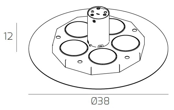 Plafoniera Moderna Disk Metallo Sabbia 5 Luci Gx53