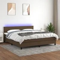 Letto a Molle Materasso e LED MarroneScuro 180x200cm in Tessuto 3133016