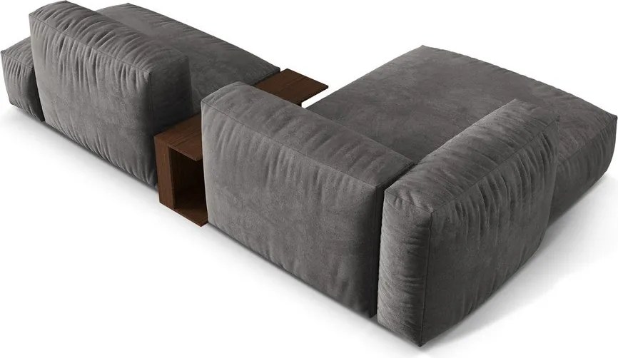 Divano angolare componibile grigio (con penisola a sinistra/con chaise lounge) con rivestimento in velluto Martina – Micadoni