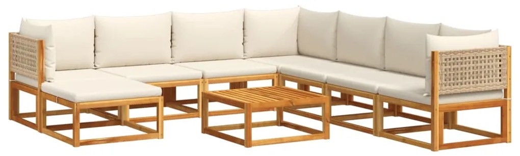 Set divano giardino 9 pz con cuscini legno massello di acacia