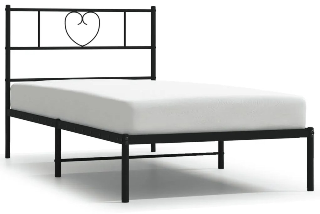 Giroletto con testiera in metallo nero 90x200 cm