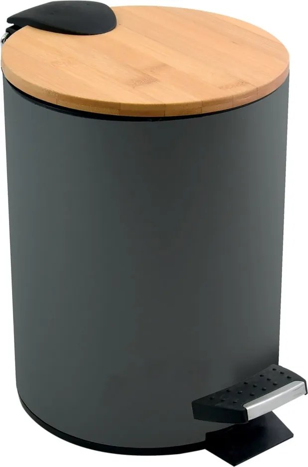 Cestino per la spazzatura grigio scuro in acciaio con pedale 3 l Adonis – Spirella