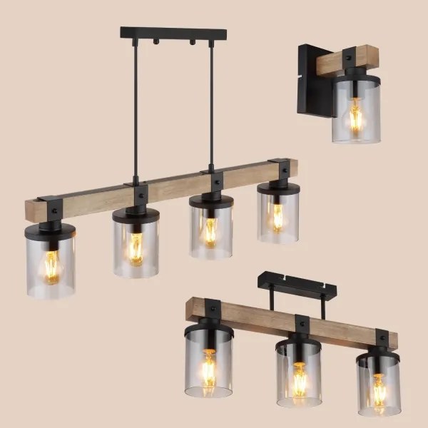 Brilagi - Lampadario a sospensione su cavo VISTA 4xE27/60W/230V rovere