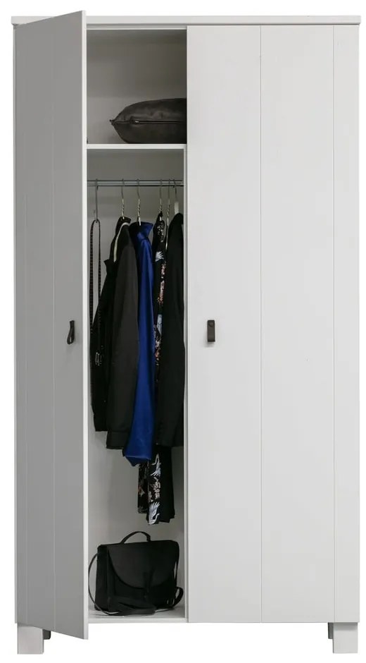 Armadio in pino bianco 111x202 cm Ties - WOOOD