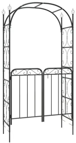 Arco da Giardino con Cancello Nero 108x45x235 cm Acciaio