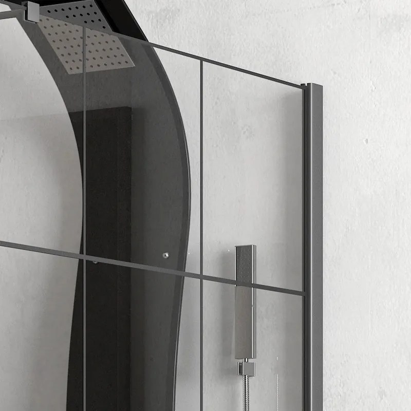 Kamalu - Box doccia  colore nero 120x70. Porta da 70cm fisso da 120cm NICO-3500