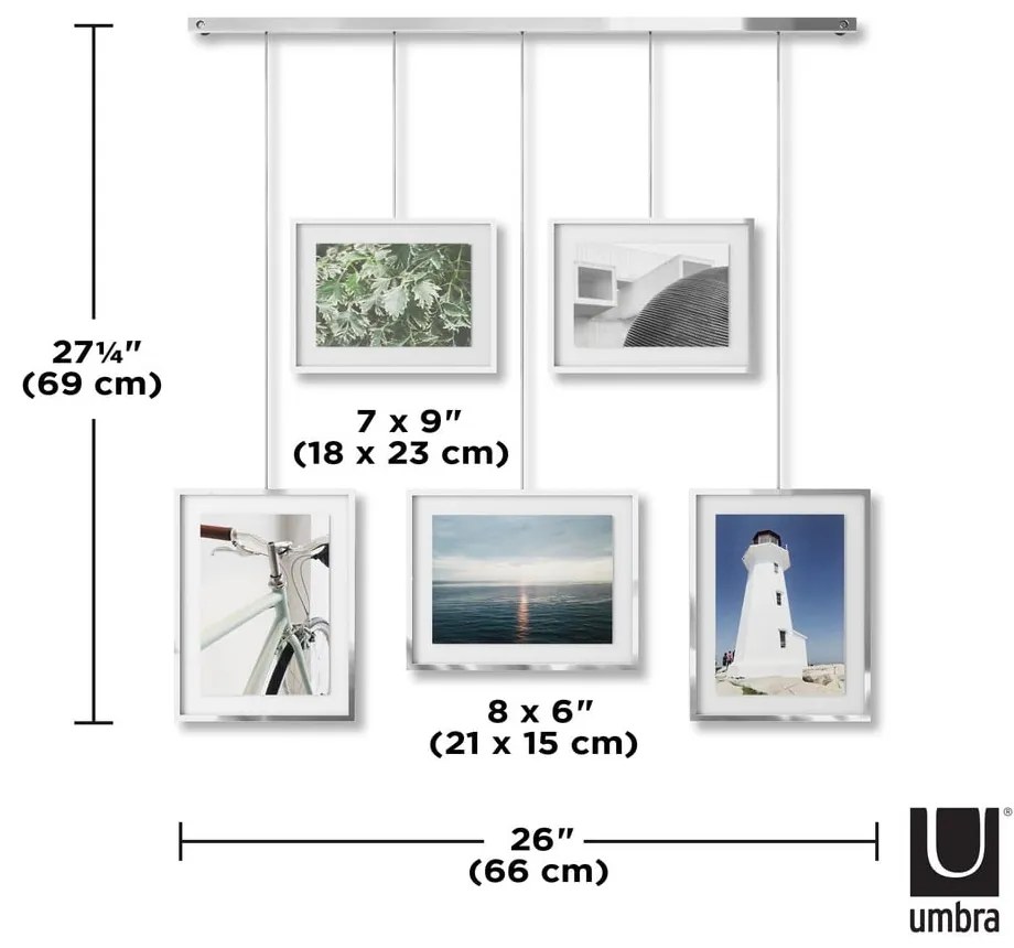 Cornici da parete in metallo color argento in set di 5 pezzi 66x69 cm Exhibit - Umbra
