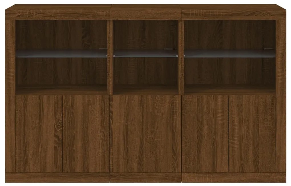 Credenza con Luci LED Rovere Marrone 162x37x100 cm