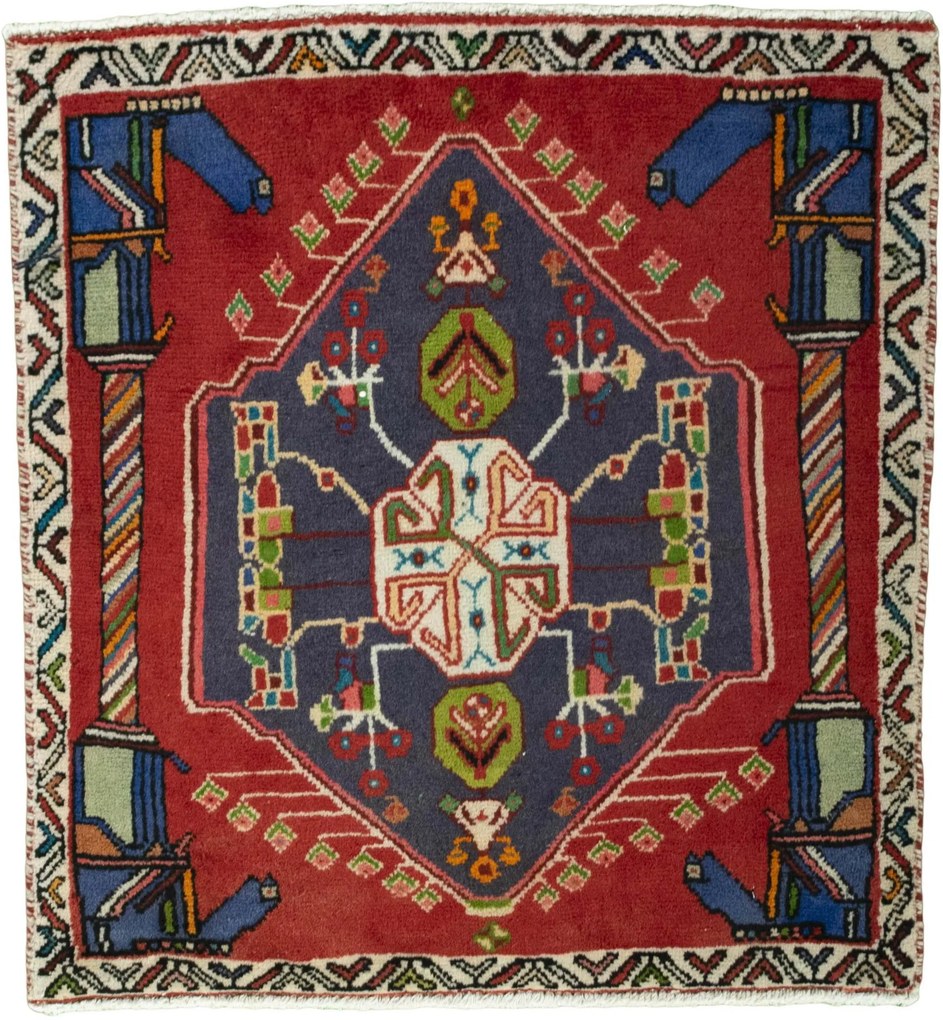 Shiraz Tappeto persiano 70x70 Rosso (Iran) Annodato A Mano