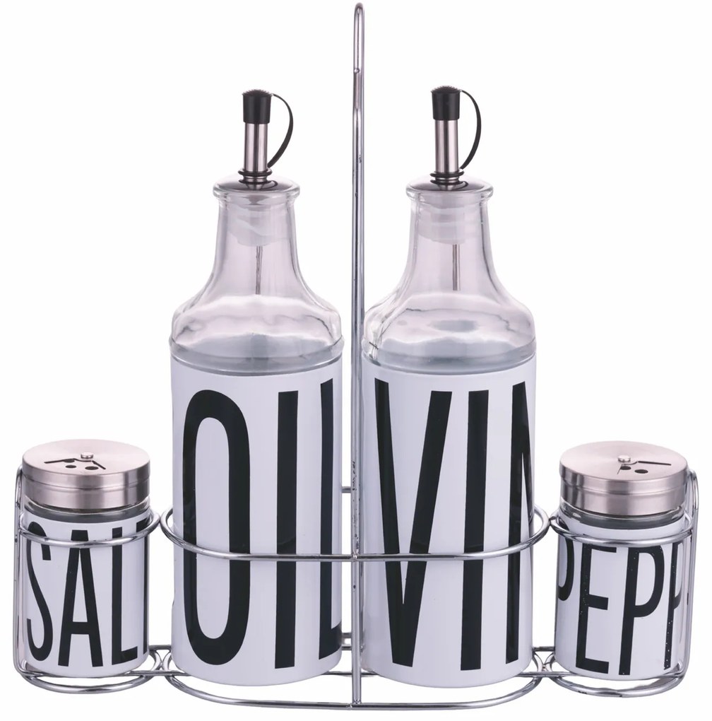 Set 4 condimenti bianco con stand Big is more