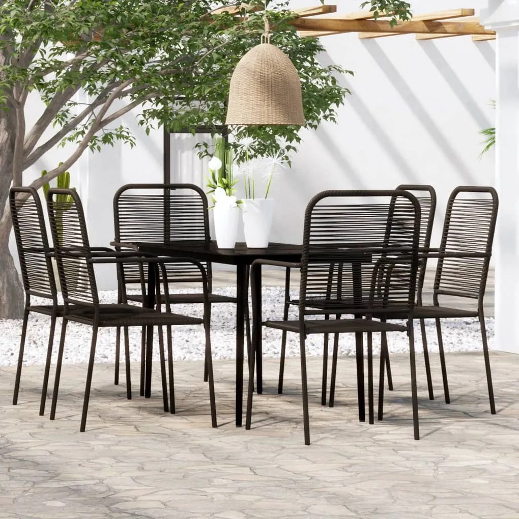 Set mobili da pranzo per giardino 7 pz nero