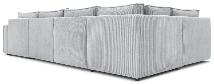 Divano angolare a U in velluto a coste grigio chiaro, angolo sinistro Nihad modular - Bobochic Paris