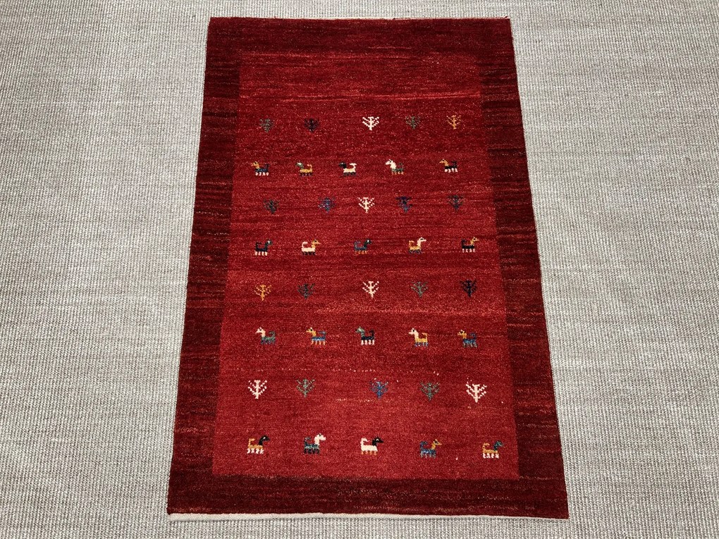 Gabbeh Tappeto 120x80 Rosso (Iran) Annodato A Mano