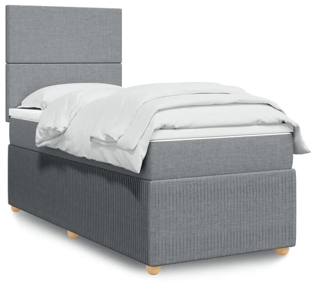 Giroletto A Molle Con Materasso Grigio Chiaro100x200 Cm Tessuto /