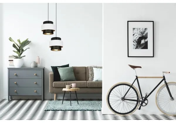 Lampadario a sospensione con filo NESS 2xE27/60W/230V diametro 30 cm nero/bianco