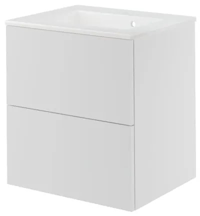 Mobile da bagno sospeso sotto lavabo L 60 x H 64 x P 48 cm bianco laccato, 2 cassetti SENSEA Neo
