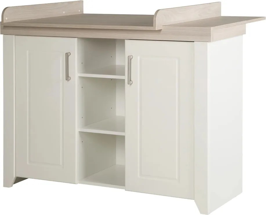 Cassettiera bassa per bambini bianca in olmo con fasciatoio 120x98 cm Felicia - Roba