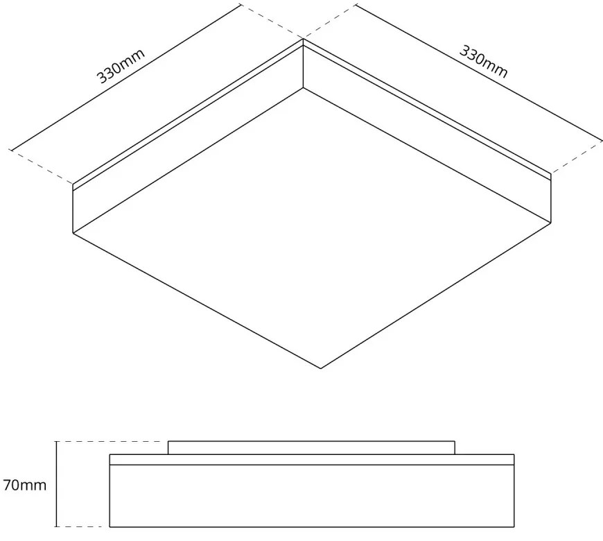 Plafoniera LED Regolabile 18W, 24W, 30W, Quadrata, CCT, IP54 33x33 cm Colore Bianco Variabile CCT