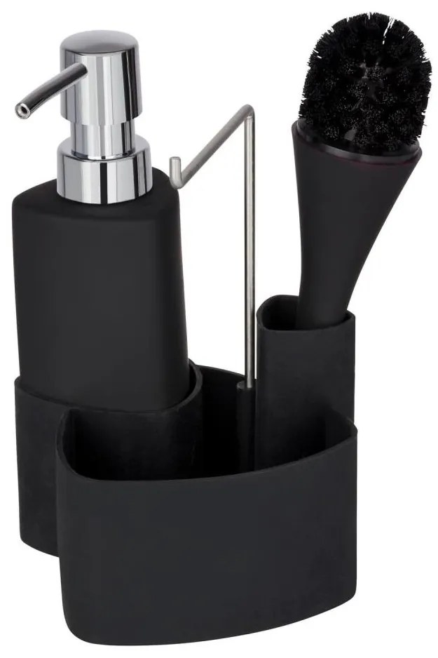 WENKO 3620127800 - Set per il lavaggio EMPIRE 11x19 cm nero/argento