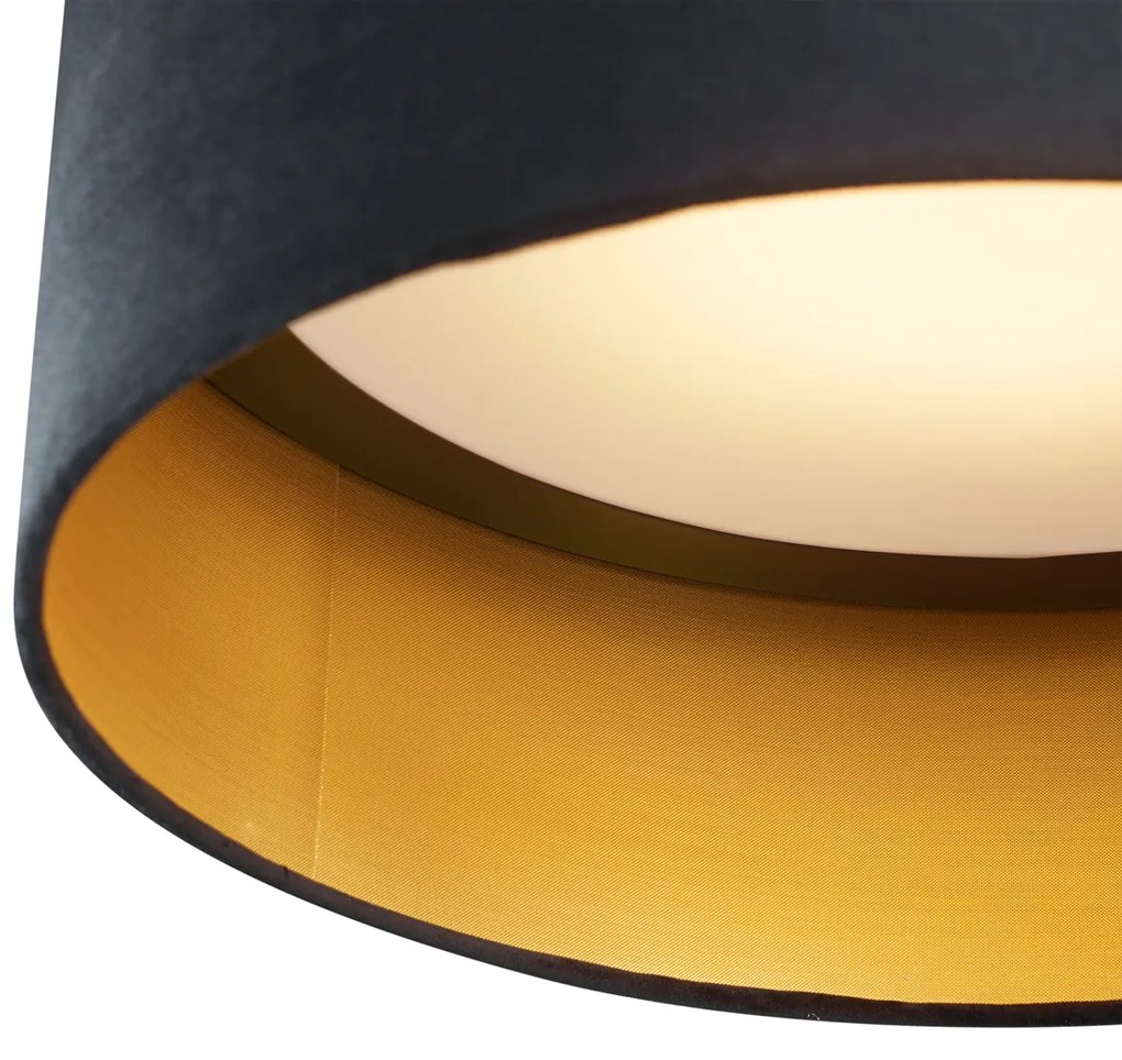 Plafoniera moderna in velluto nero 40cm con LED dimmerabile a 3 livelli - Sue