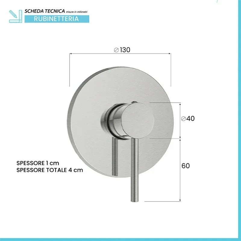 Miscelatore doccia incasso in acciaio inox color nichel spazzolato York