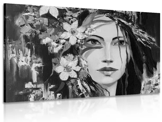 Stampa su tela – Pittura originale di una donna in bianco e nero