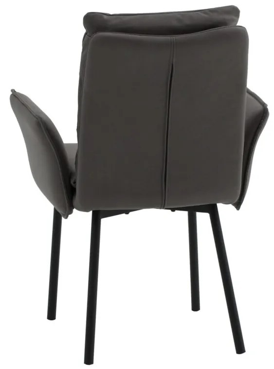 Set di sedie MALIBÙ in similpelle antracite e gambe in metallo nero, con braccioli