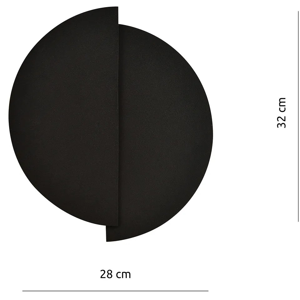 Applique Minimal Rotonda 1 Luce Indiretta Agni In Acciaio Nero