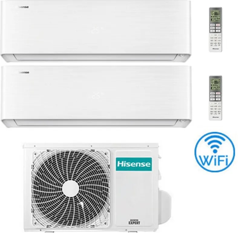 Climatizzatore Condizionatore Hisense Energy Pro X con Wifi R32 Dual Split Inverter 9000 + 12000 BTU con U.E. 2AMW42U4RGC Classe A++/A+