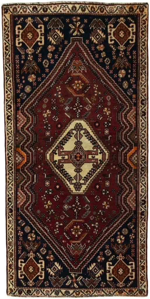 Shiraz Tappeto 90x180 Rosso (Iran) Annodato A Mano