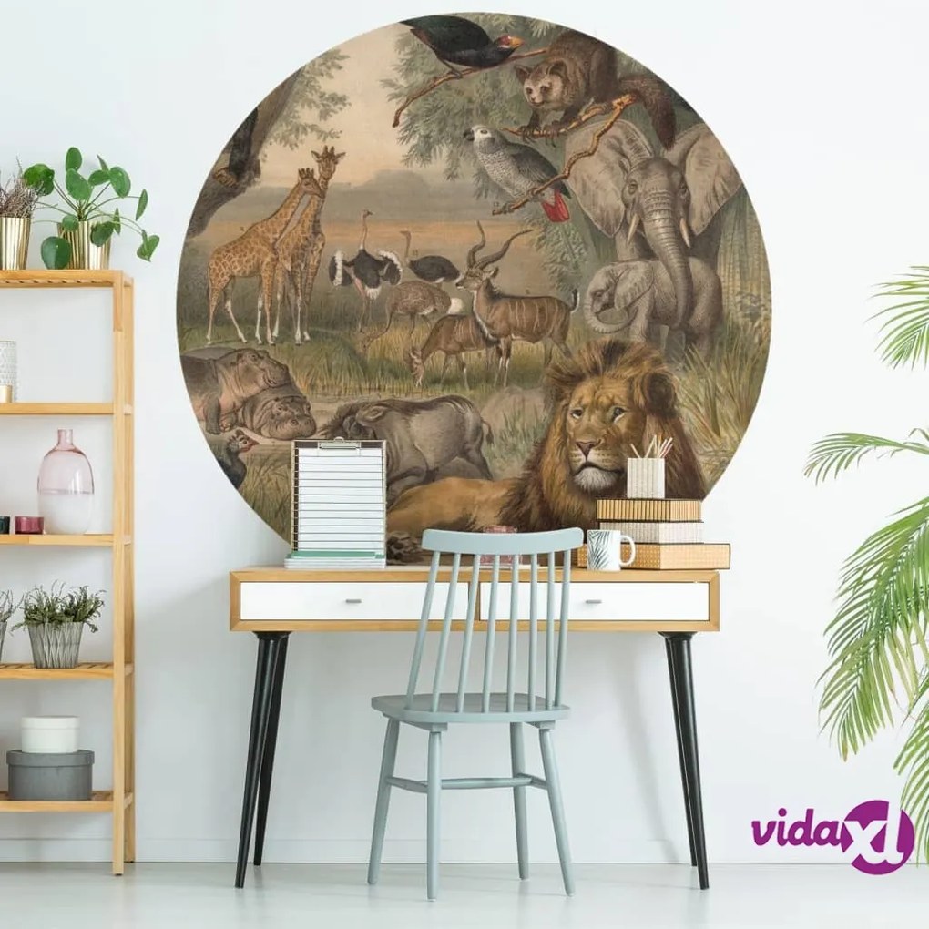 WallArt Carta da Parati Circolare Animals of Africa 142,5 cm