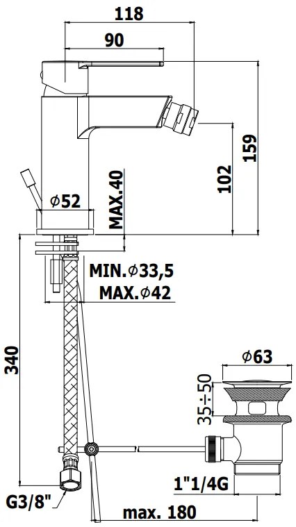 Paffoni Rin131k Miscelatore Bidet Con Scarico Clic Clak Cromo