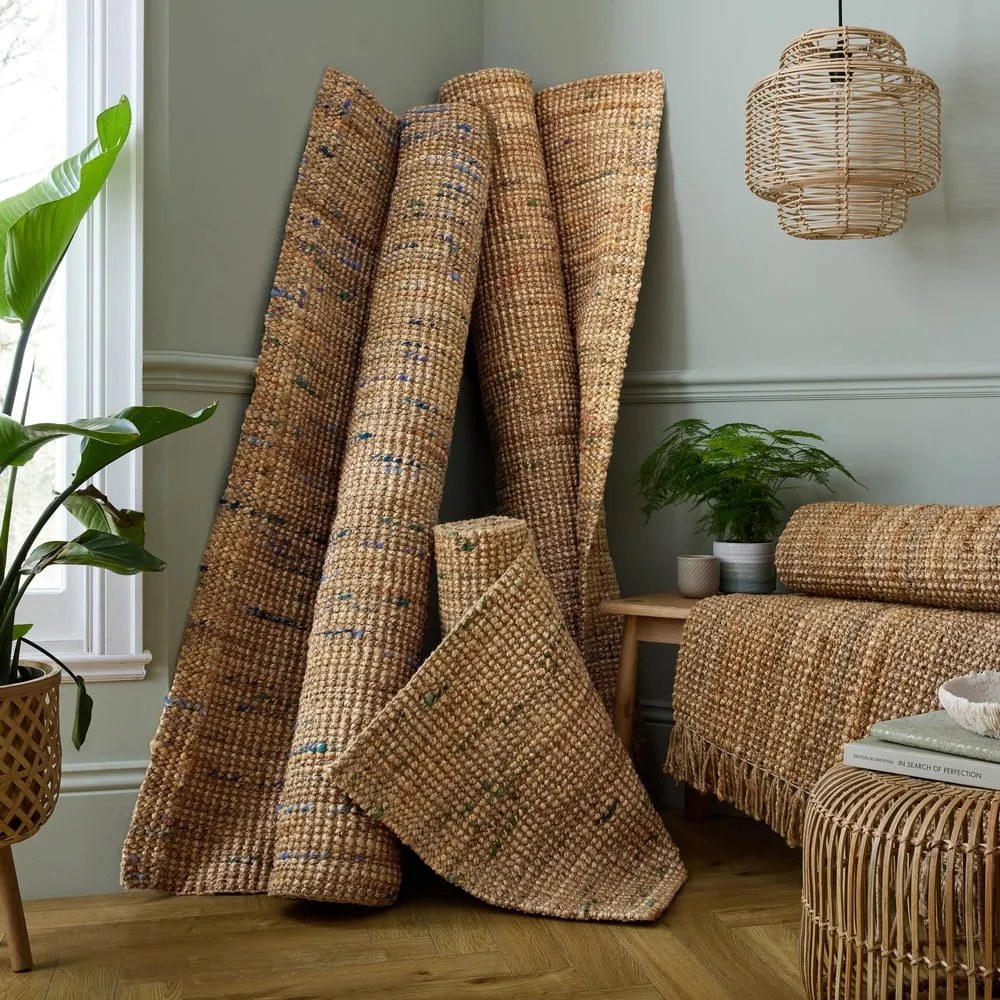 Passatoia di colore naturale in iuta tessuta a mano 60x300 cm Jute Boucle Multi – Flair Rugs