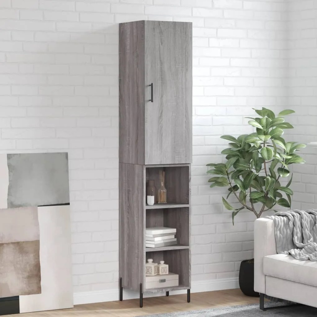 Credenza Grigio Sonoma 34,5x34x180 Cm İn Legno Multistrato /