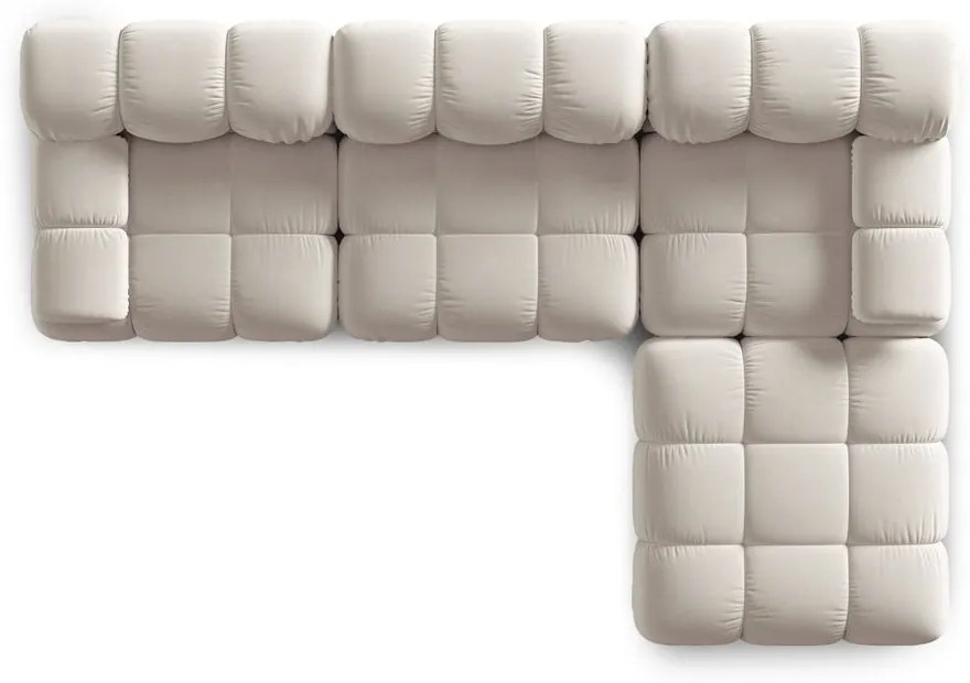Divano angolare componibile beige (con composizione variabile) con rivestimento in velluto Bellis – Micadoni