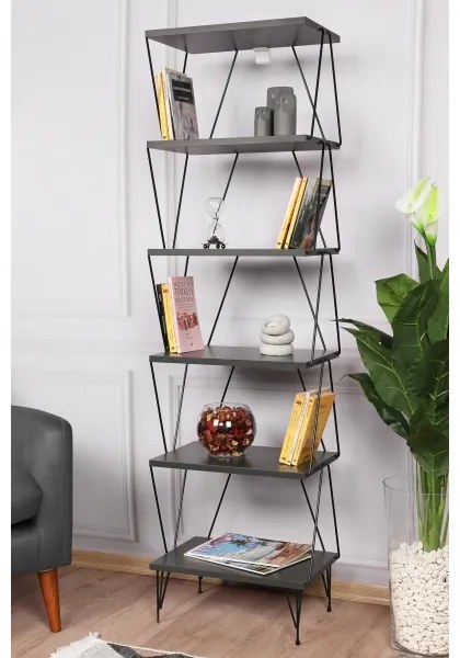 Libreria BALABAN 165x48 cm antracite/nero