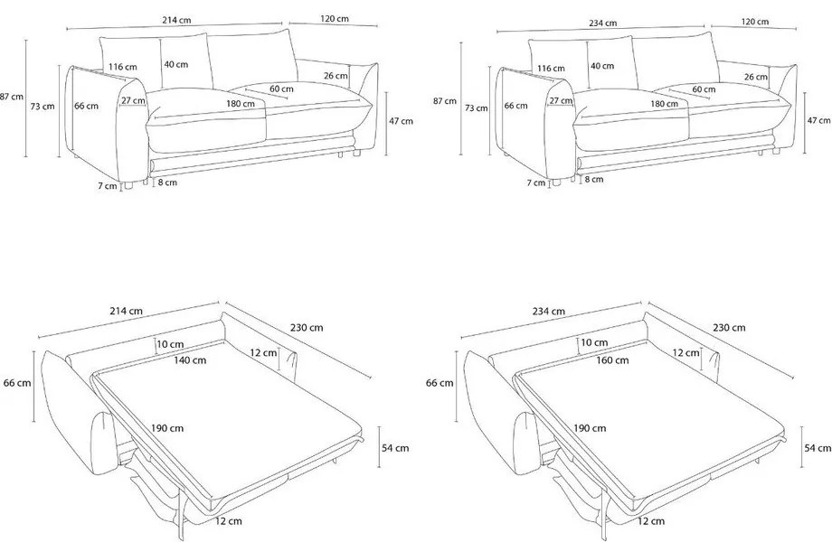 Divano in grigio chiaro allungabile 214 cm Ernest – Bobochic Paris