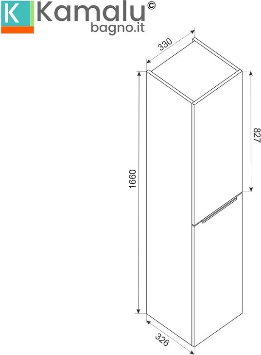 Colonna bagno 166 cm a due ante in rovere naturale | LAC-EFESTO-80 - KAMALU