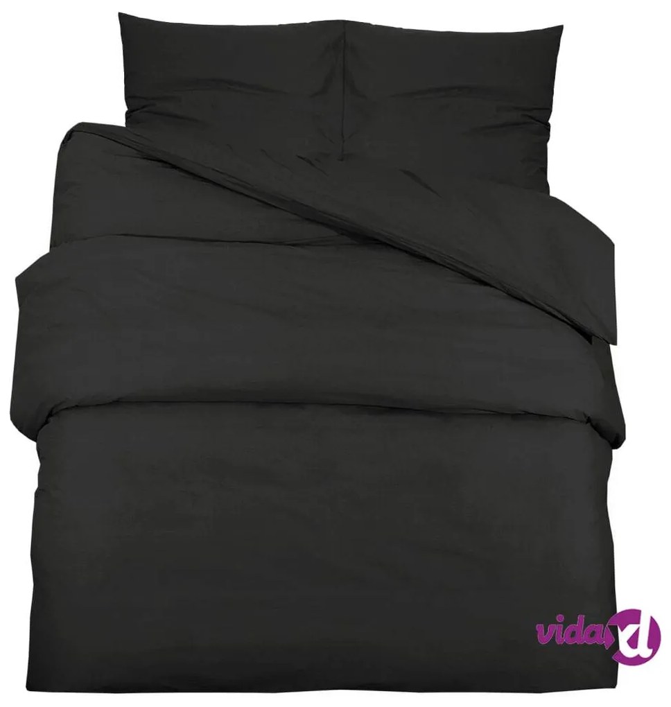 vidaXL Set Copripiumino Nero 240x220 cm in Cotone