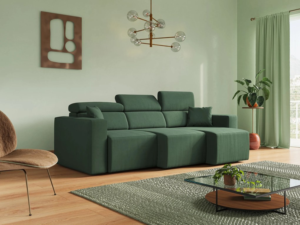 Orwell divano con 3 sedute estraibili in microfibra smacchiabile T11 verde