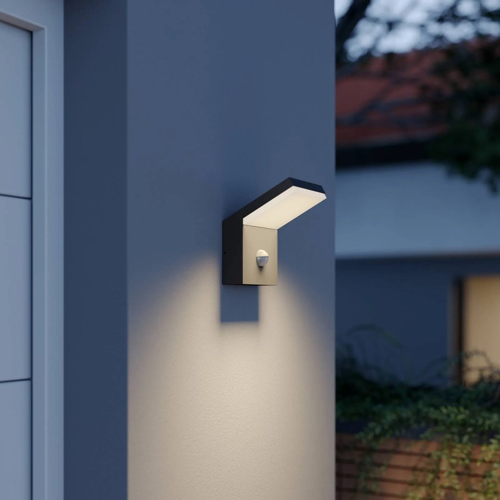 Arcchio Applique da esterni LED Yolena, sensore, antracite, alluminio Yolena, Nero, Alluminio, Moderno