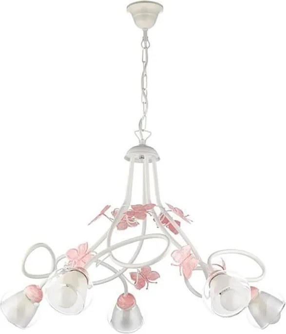 Lampadario Pop Lampadario Butterfly rosa 5x E14 rosa paralume rosa 5x E14
