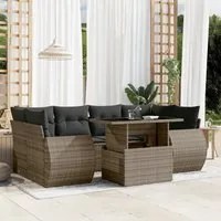 Set Divani da Giardino 7 pz con Cuscini Grigio in Polyrattan 3268390