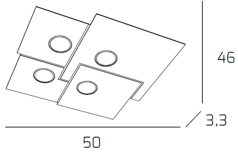 Plafoniera Moderna Plate Metallo Bianco 4 Luci Gx53