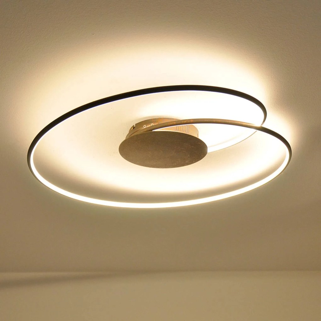 Lindby plafoniera LED Joline, Ø 74 cm, marrone ruggine, metallo